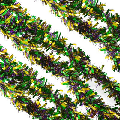 Neel Blue Multicolour Metallic Shiny Christmas Tinsel Garland For Xmas Tree & Home Decorations, 2M X 9Cm - image 1
