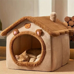 Small-Pet Cat Kitten Dog Beds Washable Warm House Cave - thumbnail 1