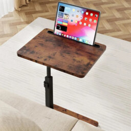 Brown C-Shaped Height Adjustable Swivel Side Sofa Table - thumbnail 4