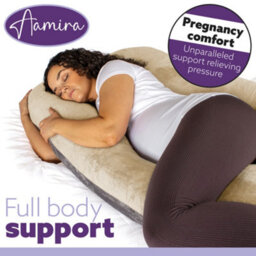 Aamira U Shaped Pregnancy Pillow Cream & Grey, 135X75X20Cm Shredded Memory Foam Full Body Maternity Cushion For Sleeping - thumbnail 5