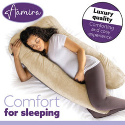 Aamira U Shaped Pregnancy Pillow Cream & Grey, 135X75X20Cm Shredded Memory Foam Full Body Maternity Cushion For Sleeping - thumbnail 4