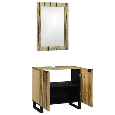 Berkfield Modern Bathroom Furniture Set With Shelf 2 Pcs Brown Standard
