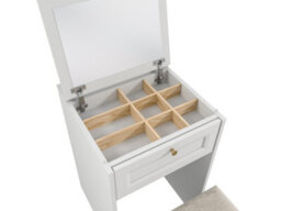 Impact Furniture Narrow Dressing Table With Storage Pull Out Stool Mirror Jewellery Box Small White Make Up Vanity Desk Rel - thumbnail 8