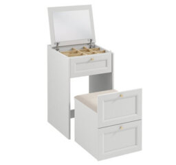 Impact Furniture Narrow Dressing Table With Storage Pull Out Stool Mirror Jewellery Box Small White Make Up Vanity Desk Rel - thumbnail 6
