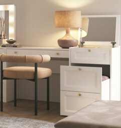 Impact Furniture Narrow Dressing Table With Storage Pull Out Stool Mirror Jewellery Box Small White Make Up Vanity Desk Rel - thumbnail 3