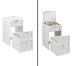 Impact Furniture Narrow Dressing Table With Storage Pull Out Stool Mirror Jewellery Box Small White Make Up Vanity Desk Rel - thumbnail 4
