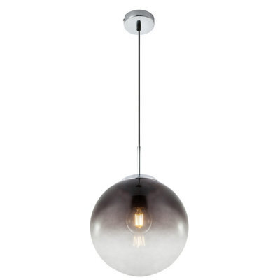 Luminosa Lighting Luminosa Varus 25Cm Globe Pendant Ceiling Light Chrome Smoke Glass Shade 1X E27 - image 1