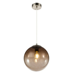 Luminosa Lighting Luminosa Varus 25Cm Globe Pendant Ceiling Light Chrome Smoke Glass Shade 1X E27 - thumbnail 3