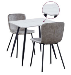 Hallowood Furniture Cullompton Small Rectangular Dining Table 80Cm With 2 Taupe Leather Effect Chairs - thumbnail 9