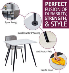 Hallowood Furniture Cullompton Small Rectangular Dining Table 80Cm With 2 Taupe Leather Effect Chairs - thumbnail 2