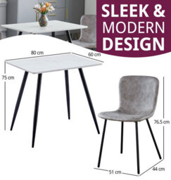 Hallowood Furniture Cullompton Small Rectangular Dining Table 80Cm With 2 Taupe Leather Effect Chairs - thumbnail 3