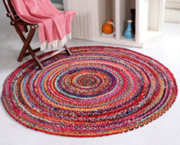 Second Nature Online Sundar Round Multicolour Rug Ethical Source With Recycled Fabric 60 Cm Diameter - thumbnail 8