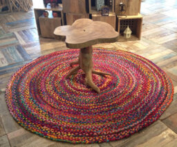 Second Nature Online Sundar Round Multicolour Rug Ethical Source With Recycled Fabric 60 Cm Diameter - thumbnail 9