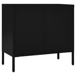 Berkfield Classic Sideboard Black 75X35X70 Cm Steel And Tempered Glass - thumbnail 5