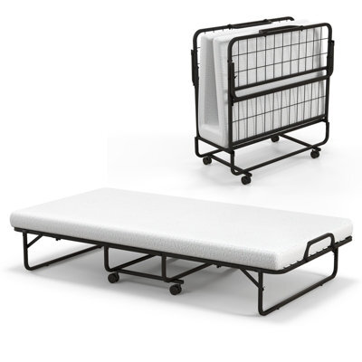 Costway Folding Bed Rollaway Guest Bed Fold Up Sleeper Bed W/ 10Cm Memory Foam Mattress & 4 Universal Wheels - image 1