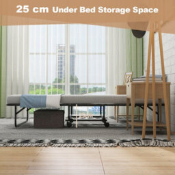 Costway Folding Bed Rollaway Guest Bed Fold Up Sleeper Bed W/ 10Cm Memory Foam Mattress & 4 Universal Wheels - thumbnail 8