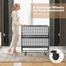 Costway Folding Bed Rollaway Guest Bed Fold Up Sleeper Bed W/ 10Cm Memory Foam Mattress & 4 Universal Wheels - thumbnail 9