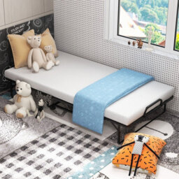 Costway Folding Bed Rollaway Guest Bed Fold Up Sleeper Bed W/ 10Cm Memory Foam Mattress & 4 Universal Wheels - thumbnail 4