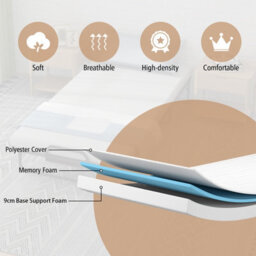 Costway Folding Bed Rollaway Guest Bed Fold Up Sleeper Bed W/ 10Cm Memory Foam Mattress & 4 Universal Wheels - thumbnail 5