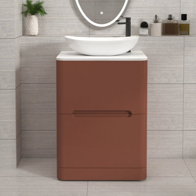 Royal Bathrooms Venice 600mm Terracotta Clay Freestanding Bathroom Countertop Vanity Unit 2 Drawer With Cesar Basin - image 1