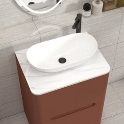 Royal Bathrooms Venice 600mm Terracotta Clay Freestanding Bathroom Countertop Vanity Unit 2 Drawer With Cesar Basin - thumbnail 6