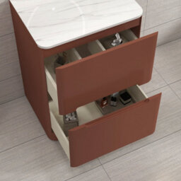 Royal Bathrooms Venice 600mm Terracotta Clay Freestanding Bathroom Countertop Vanity Unit 2 Drawer With Cesar Basin - thumbnail 5