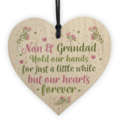 Red Ocean Nan And Grandad Ornament Wooden Heart Gift For Grandparents Keepsake Plaques - image 1