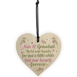 Red Ocean Nan And Grandad Ornament Wooden Heart Gift For Grandparents Keepsake Plaques - thumbnail 5