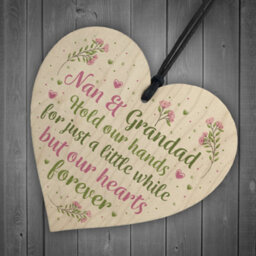 Red Ocean Nan And Grandad Ornament Wooden Heart Gift For Grandparents Keepsake Plaques - thumbnail 6