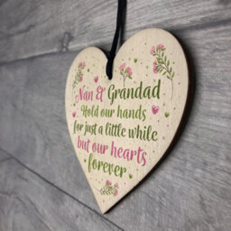 Red Ocean Nan And Grandad Ornament Wooden Heart Gift For Grandparents Keepsake Plaques - thumbnail 7