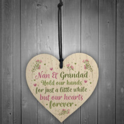 Red Ocean Nan And Grandad Ornament Wooden Heart Gift For Grandparents Keepsake Plaques - thumbnail 2