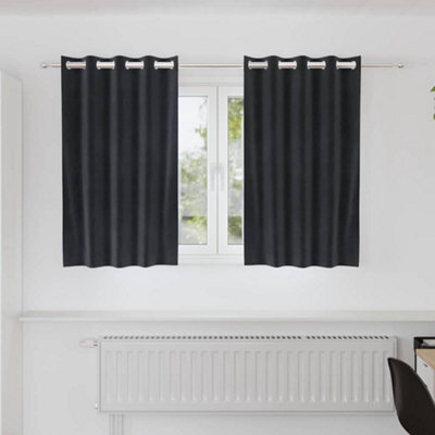 Berkfield Blackout Curtains With Eyelets 2 Pcs Dark Grey Velvet - image 1
