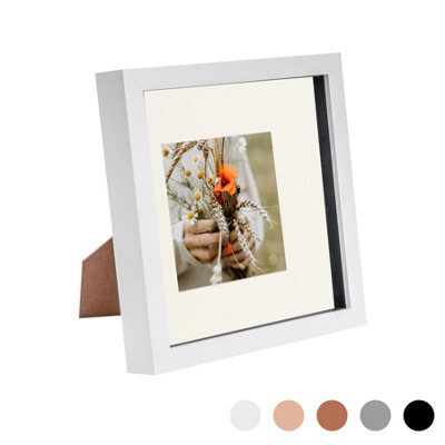 "Nicola Spring 8 X 8"" Photo Frame - White/ivory Mount - 3D Photo Frame Picture Frame Box Portrait Display Case (4 X 4"" Mount)" - image 1