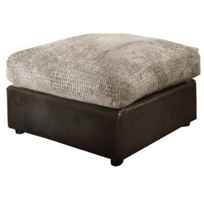 Furnishings For Less UK Luca Brown And Beige Portobello Fabric And Leather Like Trim Footstool Sofa Accessory