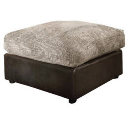 Furnishings For Less UK Luca Brown And Beige Portobello Fabric And Leather Like Trim Footstool Sofa Accessory