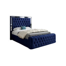 Gemia Mirror Upholstered Soft Velvet Designer Bed Frame - thumbnail 1