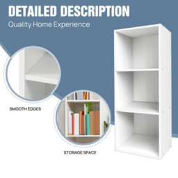3 Tier Wooden Bookcase Shelving Display Shelves Storage Unit Shelf Cubes 80Cm - thumbnail 5