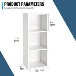 3 Tier Wooden Bookcase Shelving Display Shelves Storage Unit Shelf Cubes 80Cm - thumbnail 2