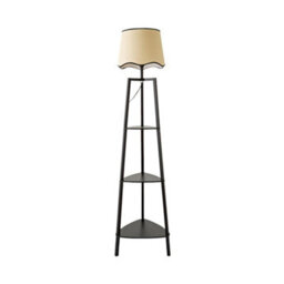 Valuelights Hiru Black 3 Tier Shelf Floor Lamp With Black Trim Scallop Shade - thumbnail 6
