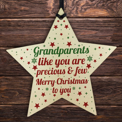 Red Ocean Grandparents Christmas Gifts Wooden Star Tree Bauble Decoration - image 1