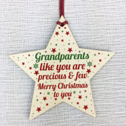 Red Ocean Grandparents Christmas Gifts Wooden Star Tree Bauble Decoration - thumbnail 5