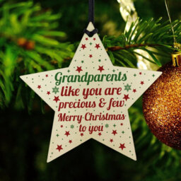 Red Ocean Grandparents Christmas Gifts Wooden Star Tree Bauble Decoration - thumbnail 6
