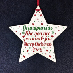 Red Ocean Grandparents Christmas Gifts Wooden Star Tree Bauble Decoration - thumbnail 2