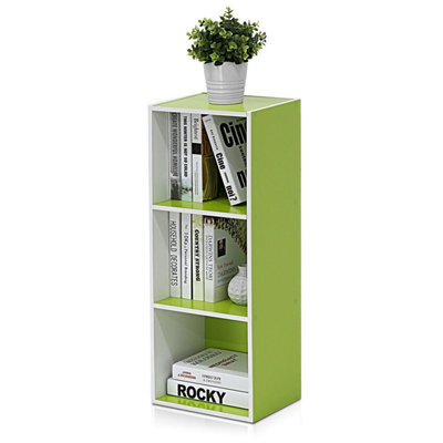 Walplus Furinno Pasir 3-Tier Open Shelf Bookcase, White/green 11003Wh/gr - image 1