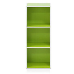 Walplus Furinno Pasir 3-Tier Open Shelf Bookcase, White/green 11003Wh/gr - thumbnail 3