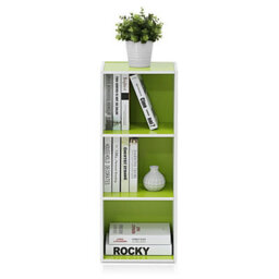 Walplus Furinno Pasir 3-Tier Open Shelf Bookcase, White/green 11003Wh/gr - thumbnail 2
