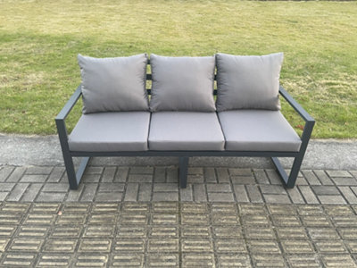 Fimous Aluminium Outdoor Garden Sofa Patio Lounge 3 Seater Sofa For Balcony, Terrace,swimming Pool Dark Grey - image 1