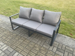 Fimous Aluminium Outdoor Garden Sofa Patio Lounge 3 Seater Sofa For Balcony, Terrace,swimming Pool Dark Grey - thumbnail 3