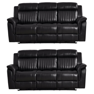 Furniture Instore Cidliano Genuine Leather Black Electric Power Recliner 3+3 Seater Sofa Set - image 1
