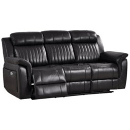 Furniture Instore Cidliano Genuine Leather Black Electric Power Recliner 3+3 Seater Sofa Set - thumbnail 6